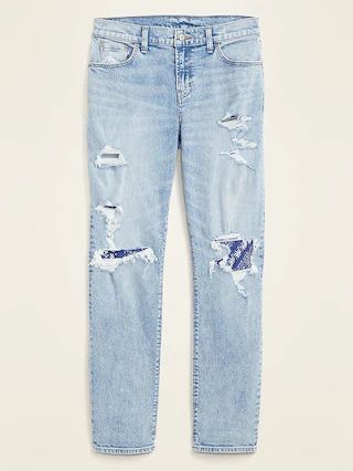 Mid-Rise Distressed Boyfriend Jeans for Women | Old Navy (US)