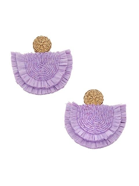 Dry Lavender Floral Glories 24K Goldplated Beaded Raffia Earrings | Saks Fifth Avenue