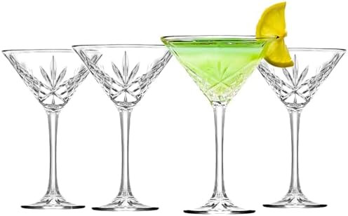 Martini Glasses Set of 4 - Premium Stemmed Crystal Martini Glasses 7 Oz - Coupe Glasses - Vintage... | Amazon (US)