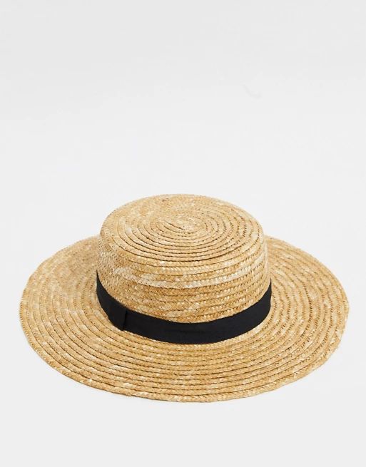South Beach Exclusive straw boater hat with black ribbon and size adjuster | ASOS (Global)