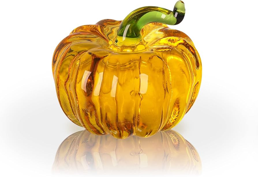 LONGWIN Mini Crystal Pumpkin Collectible Figurines Glass Paperweight Tabletop Decorative Ornament... | Amazon (US)