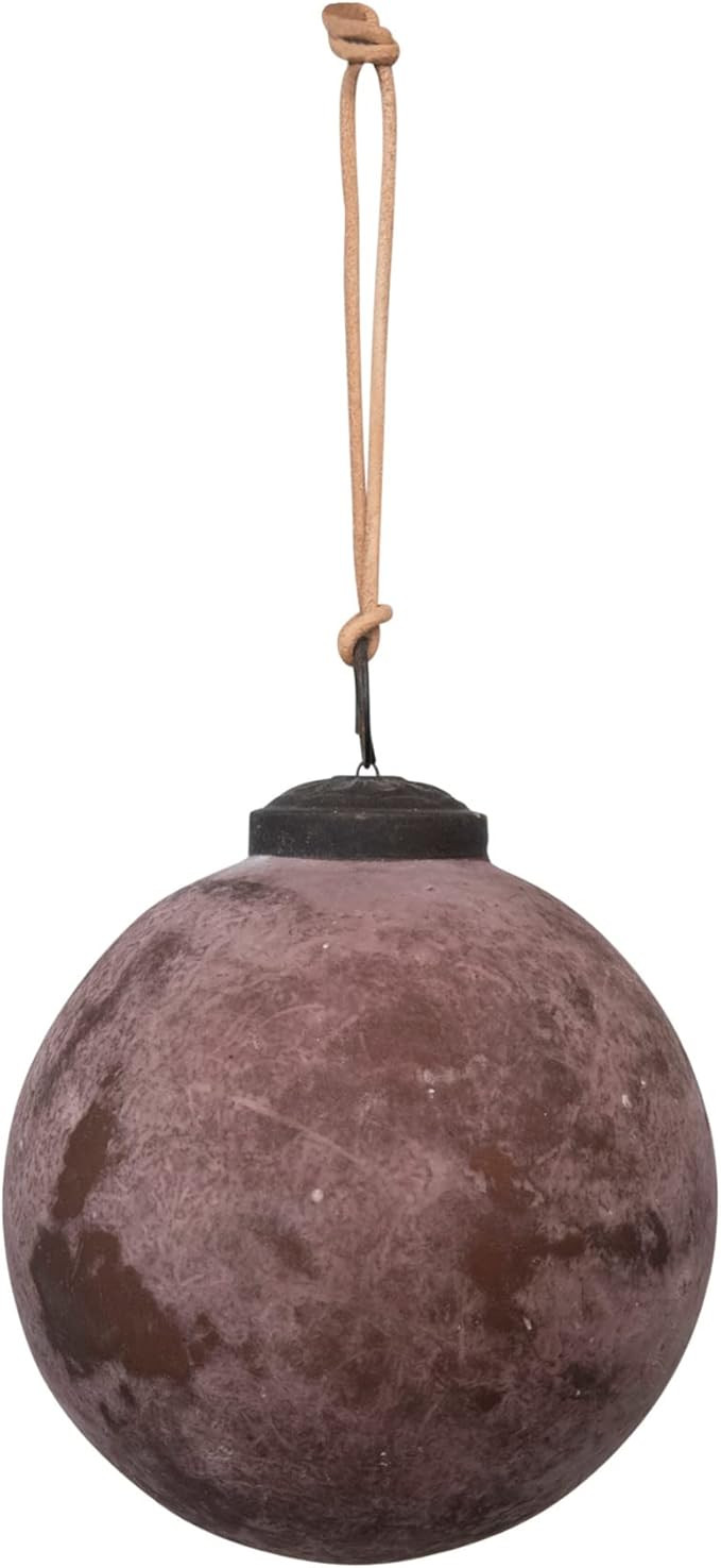 Creative Co-Op Glass Ball Ornament, Distressed Powder Finish, Matte Plum | Amazon (US)
