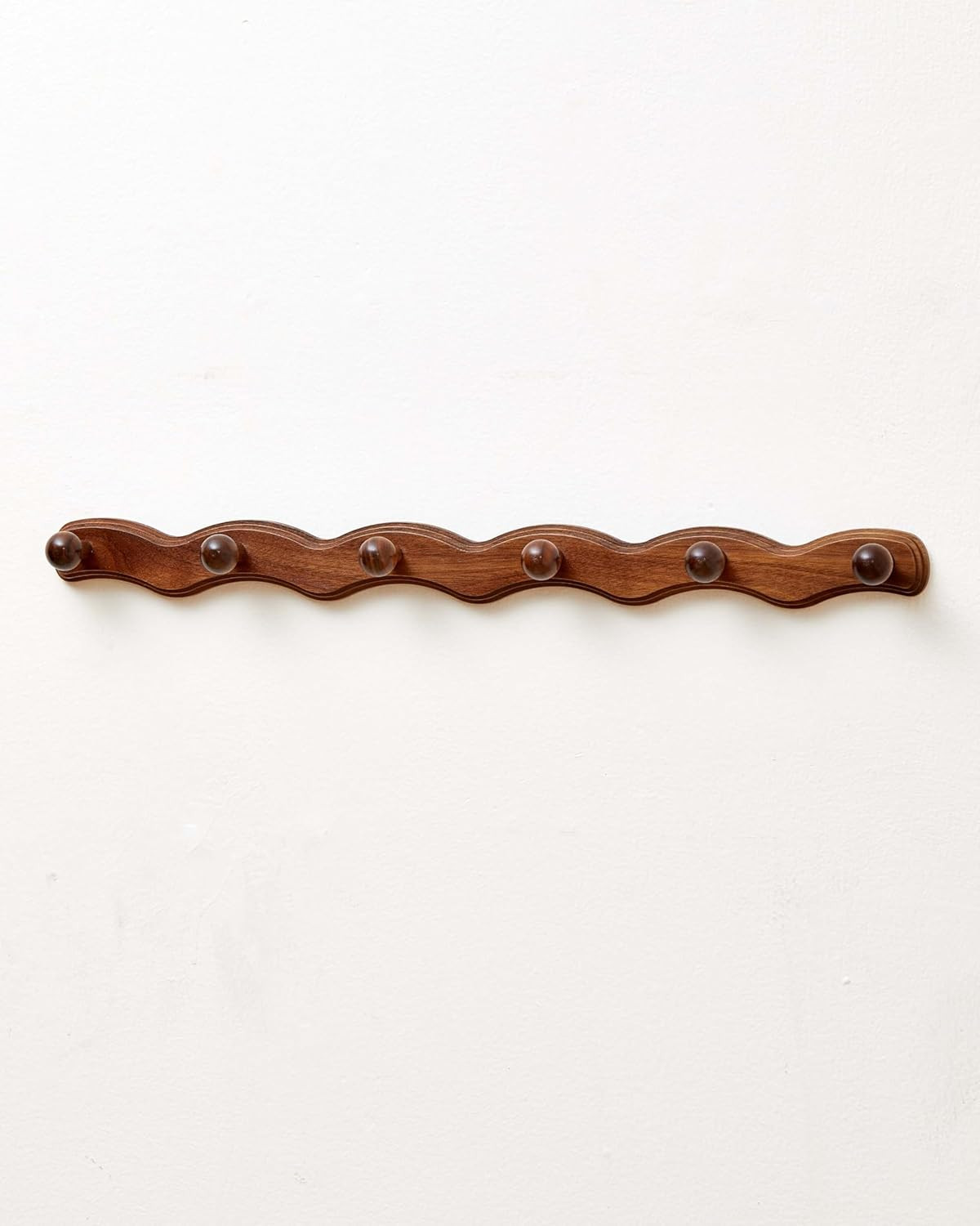 Wood Coat Rack Wall Mount - Walnut Coats Hook Hanger Wall-Mounted, Wave-Shaped Entryway Hanging Racks with 6 Hooks for Jacket Keys Hats Robes Towels Bags, Living Room Mudroom Bathroom Bedroom Hallway | Amazon (US)