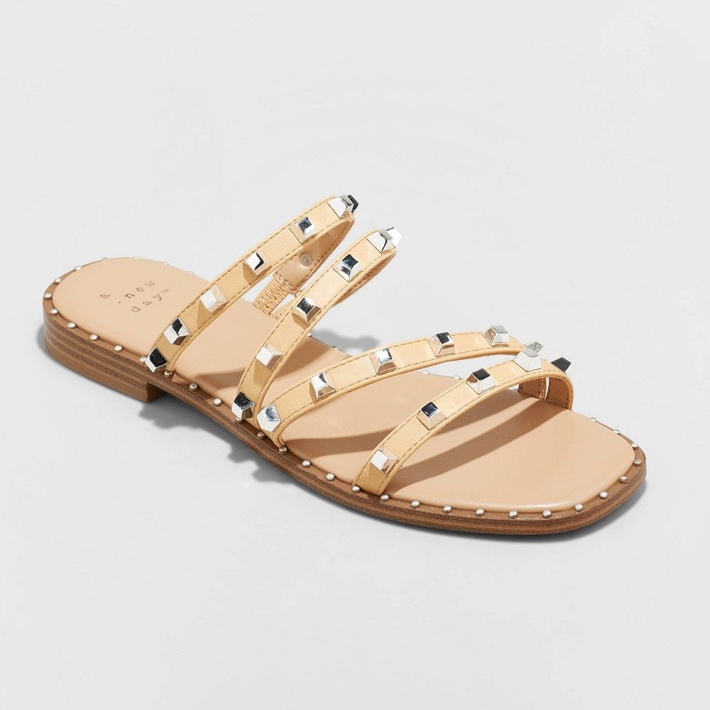 Women's Hollis Embellished Slide Sandals - A New Day Tan 9.5 | Target