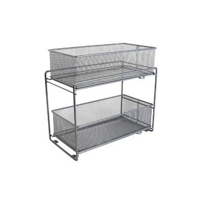 Design Ideas Mesh Sliding Cabinet Baskets – Two Organization Bins – Silver, 7.5” x 13.8” ... | Target