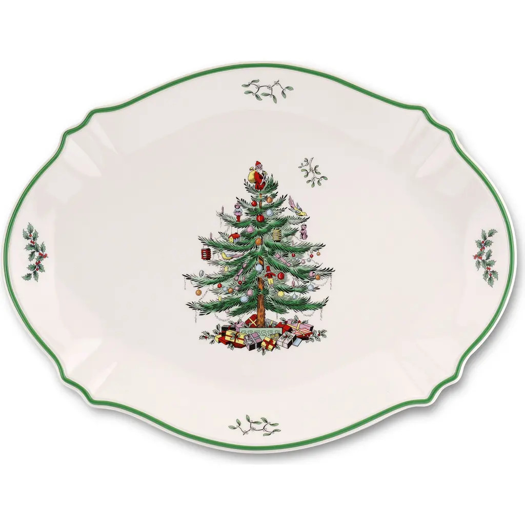 Spode Christmas Tree Oval Platter in Green at Nordstrom | Nordstrom