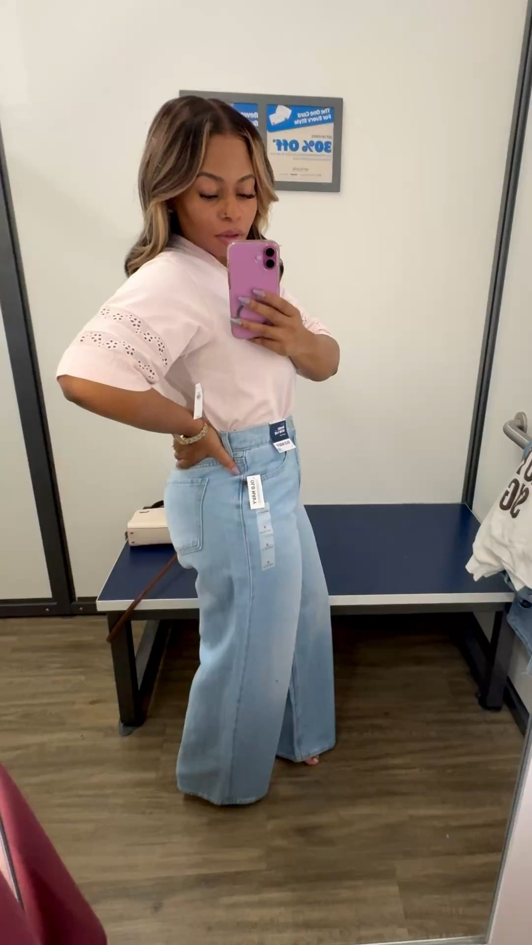 Shop This Look 🛍️ 

I’m loving a clean, soft spring look right now—nothing too much, just effortless, cutesy, and put together 🌸✨ The kind of outfit that works whether you’re stepping out in heels or keeping it chill in sneakers.

For the girls who always ask: I’m 5’2, 154 lbs • Top: size small • Jeans: size 6

These high-waisted wide-leg jeans are EVERYTHING—trendy and super flattering. Dress them up with an open-toe heel for that polished vibe or throw on a cute sneaker for an easy casual look 👖💁🏽‍♀️

Let’s get into a little real moment 🦋 Back in November, I was wearing a size 11… and now I’m comfortably in a size 6. Proud is an understatement. Consistency really changes everything 🌸