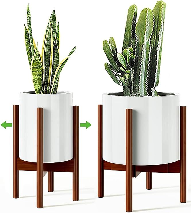 MUDEELA Adjustable Plant Stand Indoor, Bamboo Plant Stand 8 to 12 Inches, Single Floor Plant Stan... | Amazon (US)