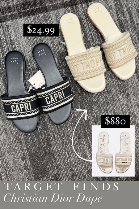 Who doesn’t love a great designer dupe!  These resortwear sandals are just in and only $24.99 inspired by the $880 Christian Dior version.  

#ResortWear #VacationShoes #VacationOutfit #designerdupes #TargetFINDS #SpringBreak #Sandals #Springsandals

#LTKshoecrush #LTKfindsunder50 #LTKSeasonal