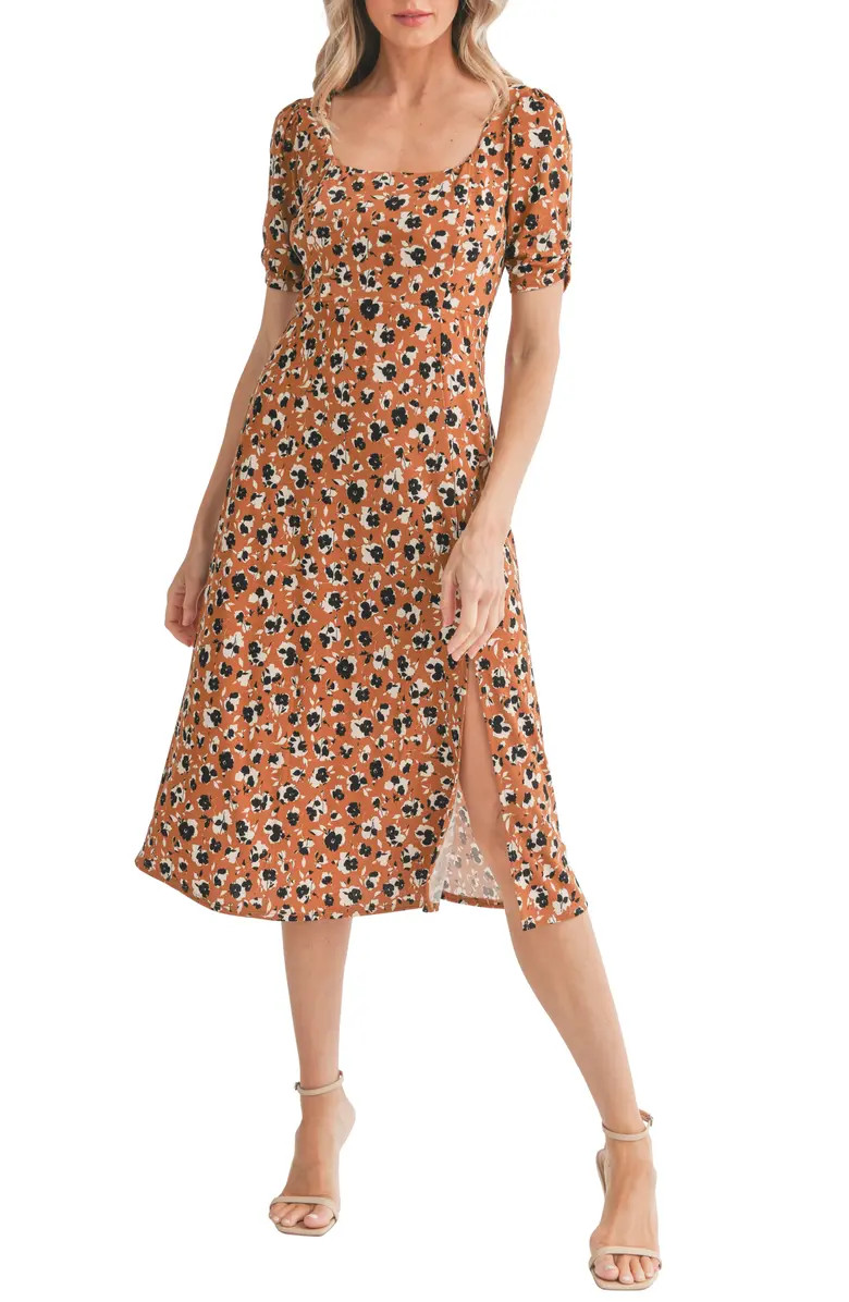 Ruched Sleeve Midi Dress | Nordstrom Rack