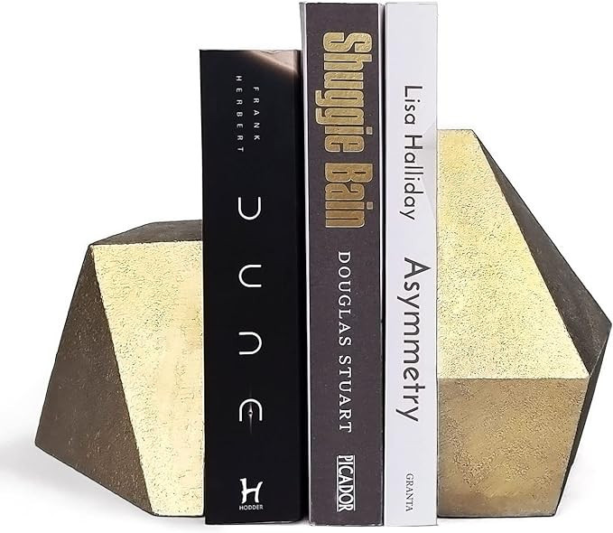Ambipolar Decorative Gold Cast Iron Bookends, Home Decorative Bookends for Heavy Books, Abstract ... | Amazon (US)