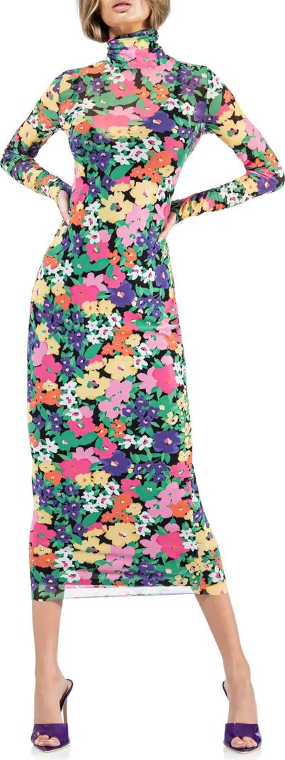Shailene Long Sleeve Mesh Midi Dress | Nordstrom
