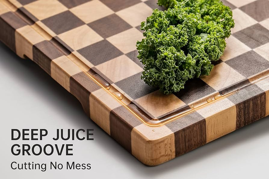 THETCHRY Cutting Boards for Kitchen, Design in USA Large Acacia Wood Chopping Board, Checkered Cu... | Amazon (US)