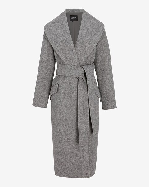Gray Shawl Lapel Wrap Coat | Express