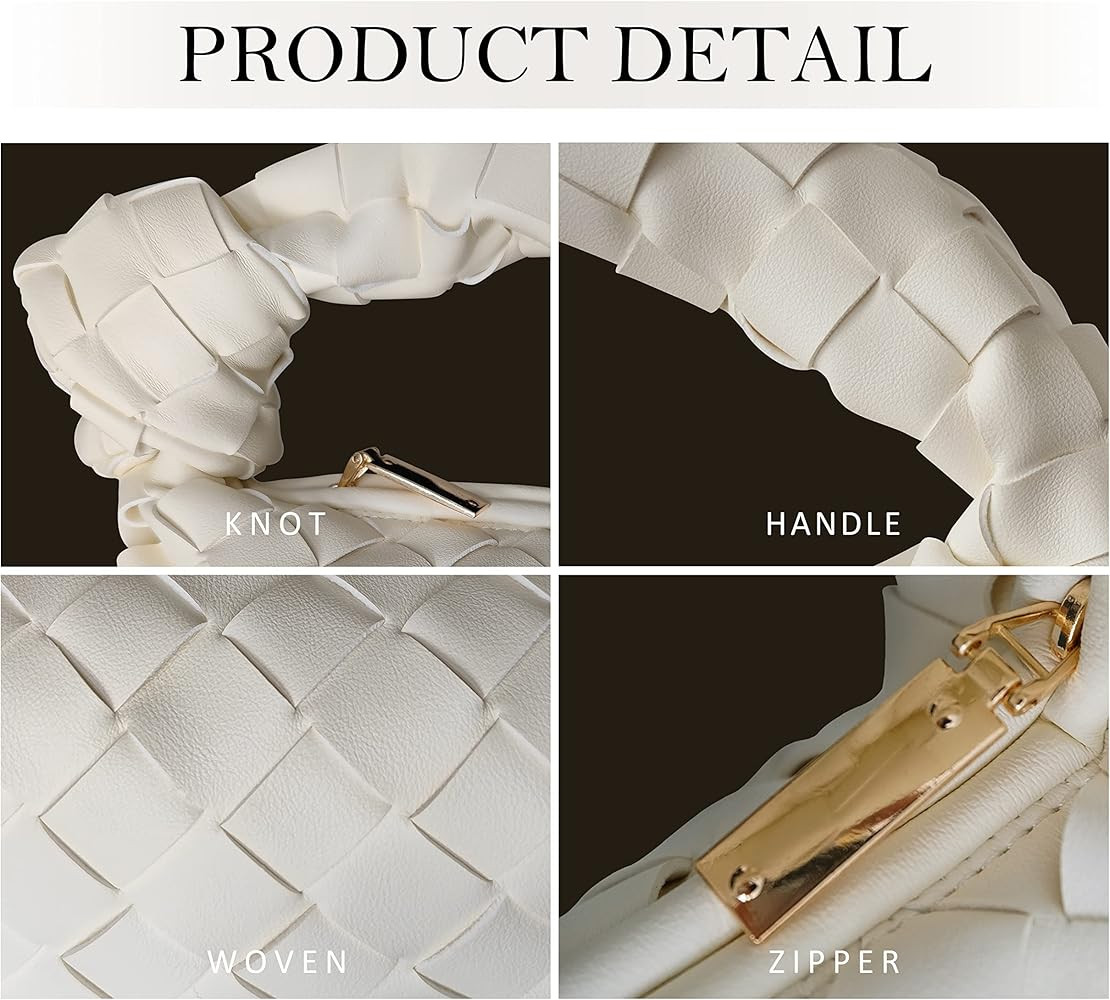 JYG Knoted Woven Handbag for Women Fashion Designer Ladies Hobo Bag Bucket Purse Faux Leather | Amazon (US)