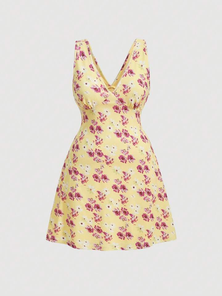 SHEIN MOD Plus Size Sleeveless Floral Print Dress | SHEIN