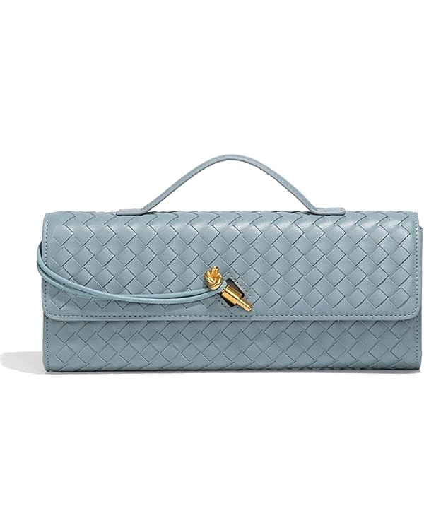 KUNGFUMA Women's for Woven Evening Bags Vegan Leather Clutch Handbags, Trendy Crossbody Bag Clutc... | Amazon (US)