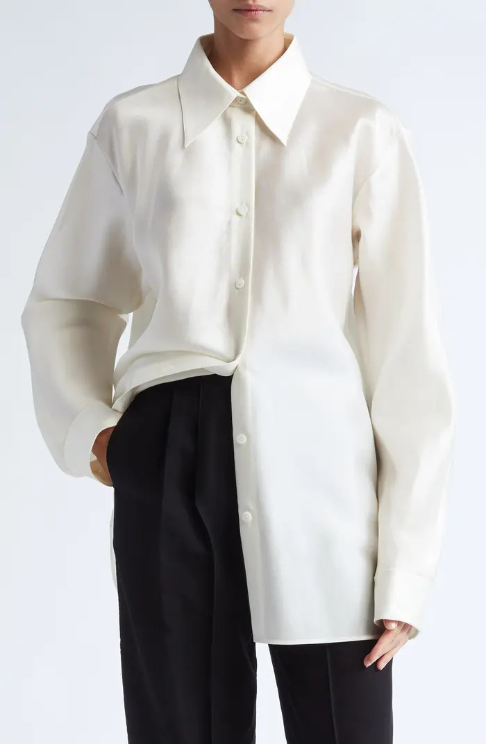 GIA STUDIOS Perle Oversize Vietnamese Silk Button-Up Shirt | Nordstrom | Nordstrom