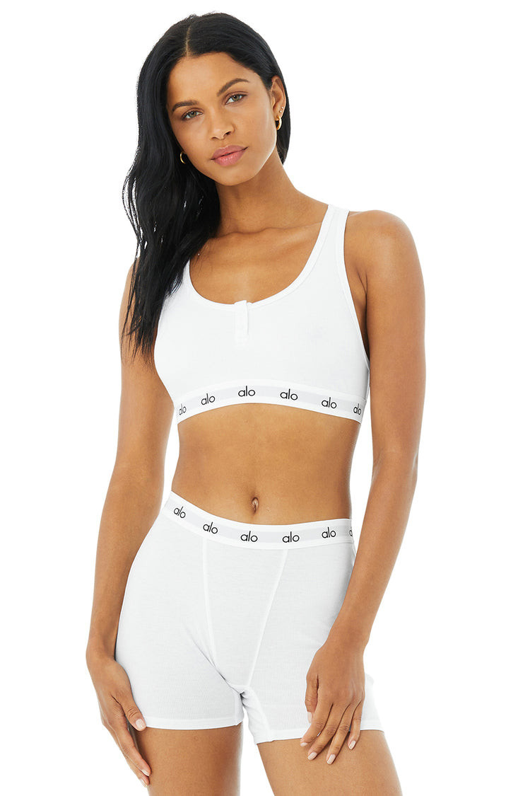 Icon Ribbed Henley Bra | Alo Yoga (US)