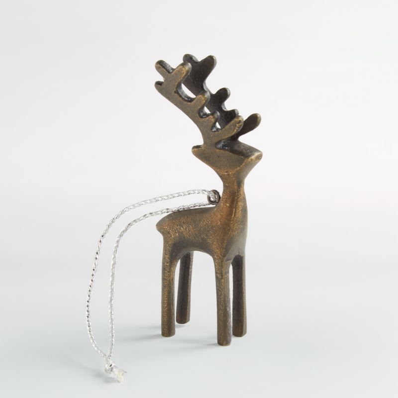 Brass Reindeer Christmas Tree Ornament | Crate and Barrel | Crate & Barrel