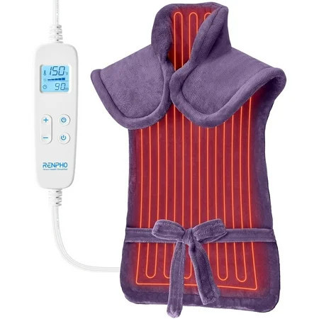 RENPHO "24x37" Shoulder Heating Pad for Back Pain Relief, Electric Large Heating Pad for Neck & Wrap with 6 Heat Settings & Auto Shut-Off, Birthday Christmas Gifts for Women Men, Purple | Walmart (US)