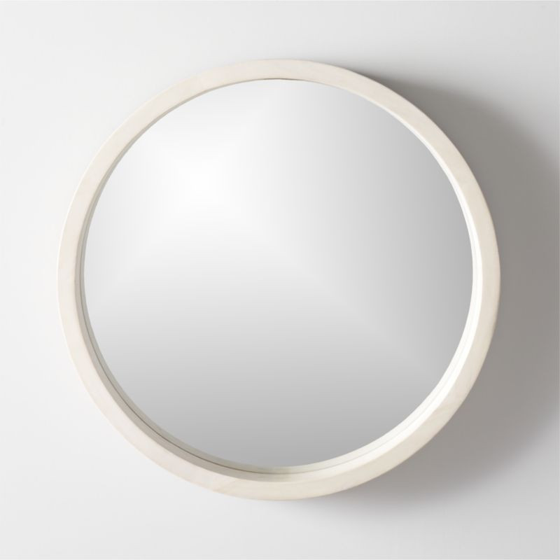 Acacia White Wash Round Wall Mirror 24" + Reviews | CB2 | CB2