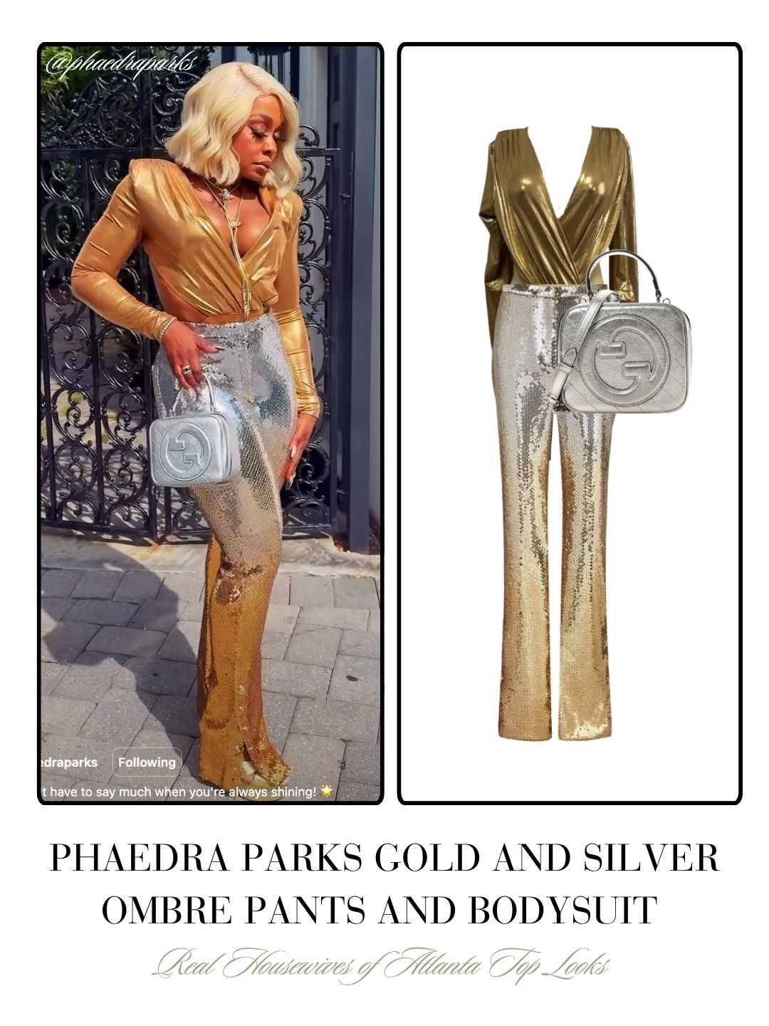 Phaedra Park’s Gold and Silver Ombré Pants and Bodysuit 📸 = @phaedraparks 