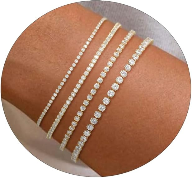 Sewyer Dainty Layered Bracelets for Women Simple 18K Gold Plated Bracelets Cuban Paperclip Beaded... | Amazon (US)