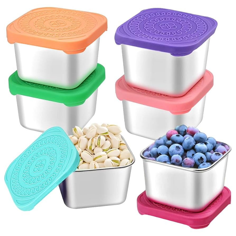 6Pack 6oz Stainless Steel Snack Containers for Kids, Easy Open Leak Proof Metal Toddler Snack Con... | Amazon (US)