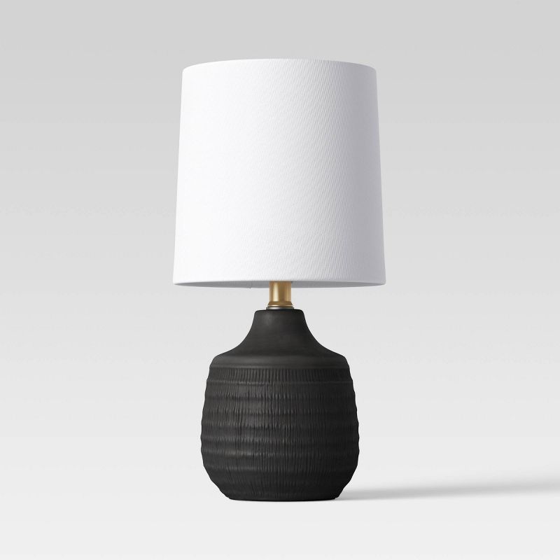 Textural Ceramic Mini Jar Shaped Table Lamp Black (Includes LED Light Bulb) - Threshold&#8482; | Target