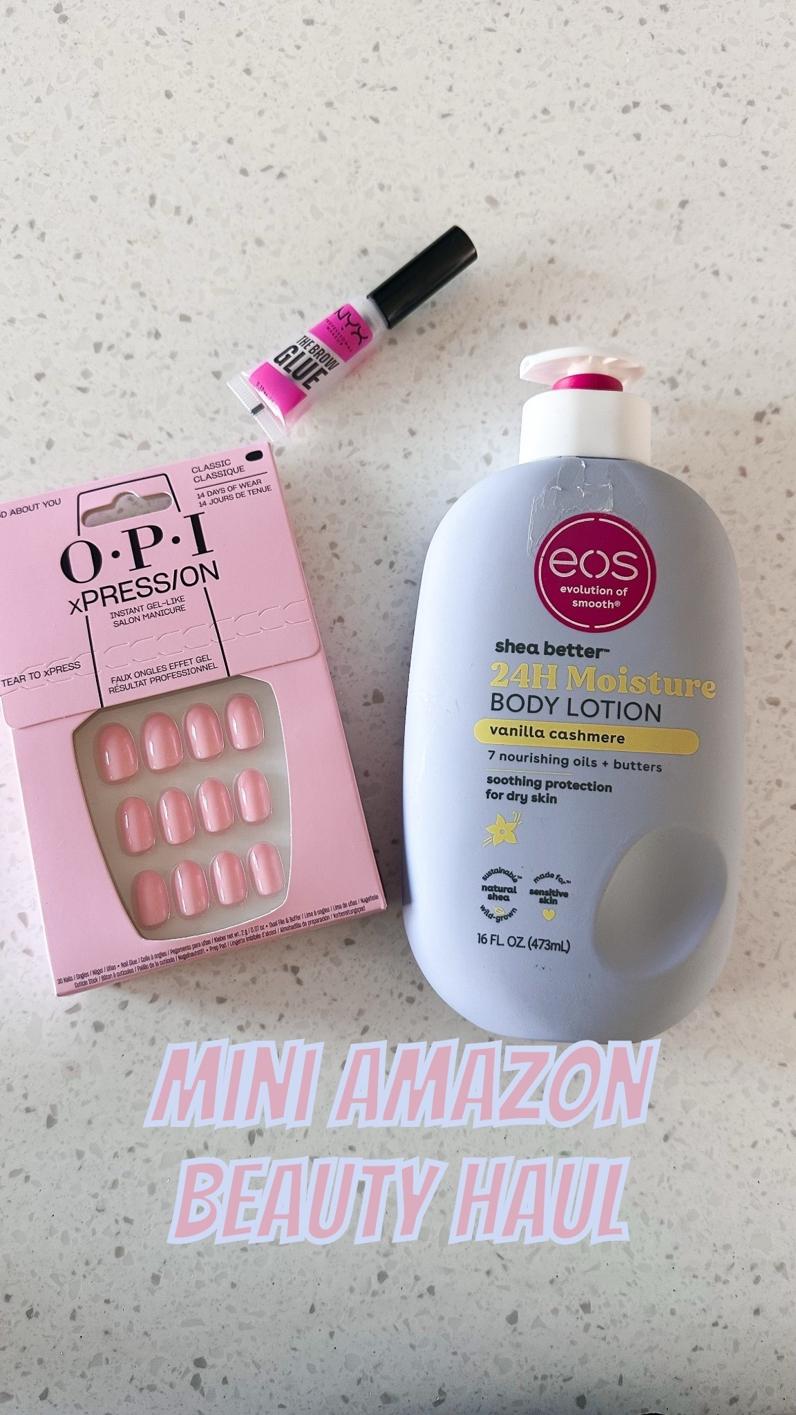 Mini Amazon Beauty Haul
Eyebrow glue - perfect for those stubborn eyebrows & truly does the job 
Nails - obsessed with this color! Perfect for spring!
Body wash - listened to the hype & I’m glad I did. It smells heavenly

#LTKBeauty #LTKSaleAlert