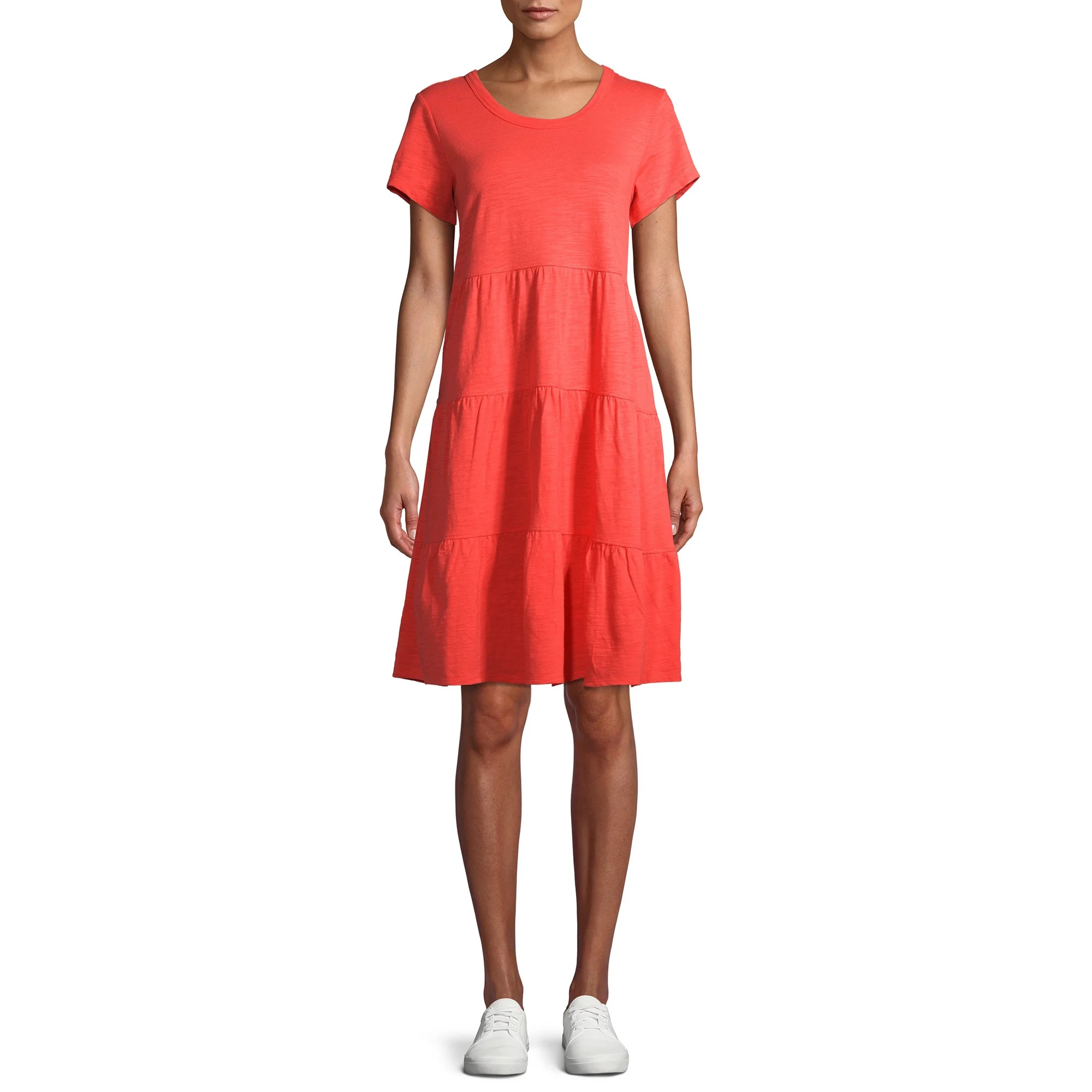 Time and Tru Women's Tiered Knit Dress | Walmart (US)