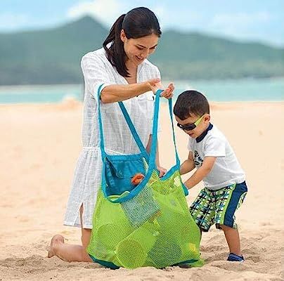 Beach Mesh Tote Bag Sand Away Kids Toddler Toys Shell Bags, Beach Towel, All Mesh Swimming Clothe... | Amazon (US)