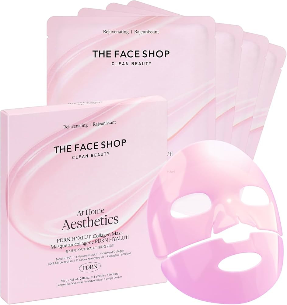 The Face Shop Rose PDRN Pink Collagen Face Mask, Korean Glass Skin Essential, Hyaluronic Acid for... | Amazon (US)