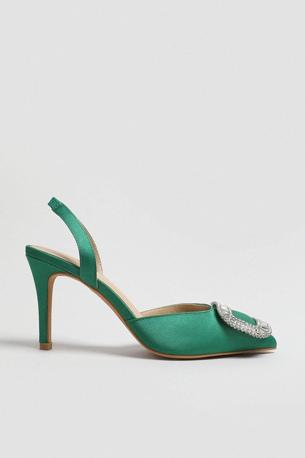 Diamante Satin Sling Back | Karen Millen UK & IE