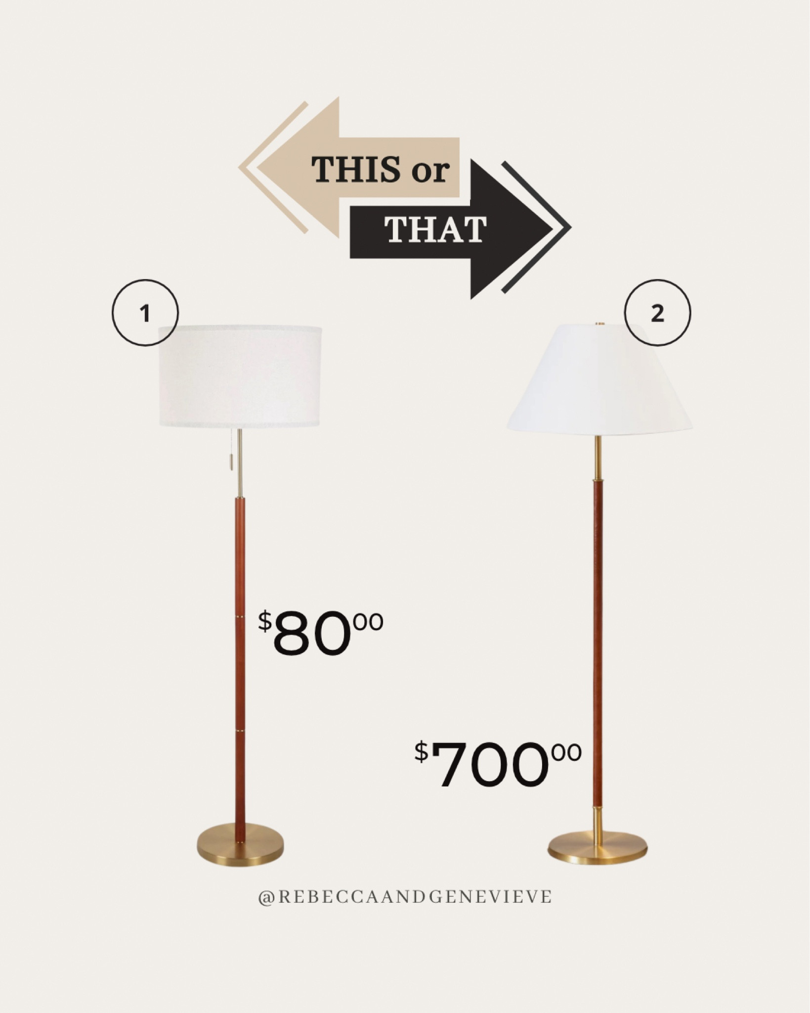 Similar styles, different price tags 💸 Which one would you pick? I splurged on this one, but that Walmart floor lamp looks very nice!
-
Dupes. Home dupes. Home decor. Light fixture. Save or splurge. Walmart finds. 

#LTKFindsUnder100 #LTKHome #LTKFamily