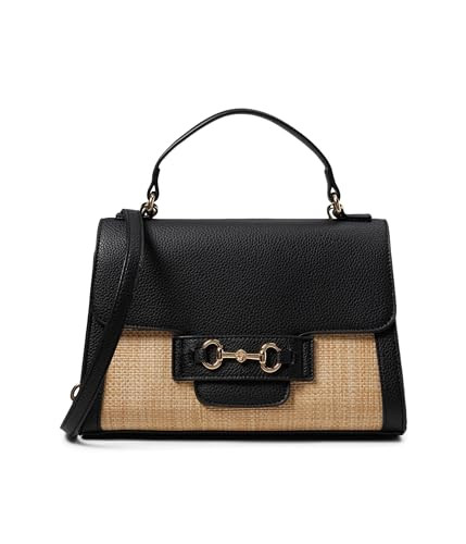 Anne Klein Top Handle Satchel, Black/Straw | Amazon (US)