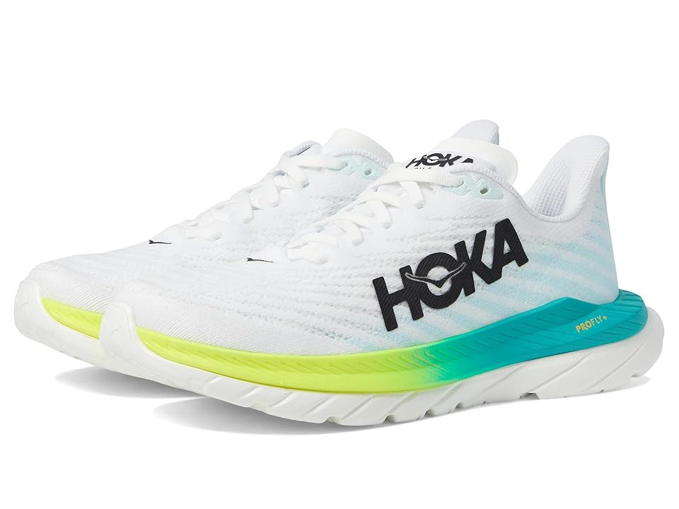 Hoka Women's Mach 5 (White/Blue Glass) Women's Shoes | Zappos