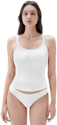 SUUKSESS Long Basic Scoop Neck Tank Tops Cami Tops | Amazon (US)