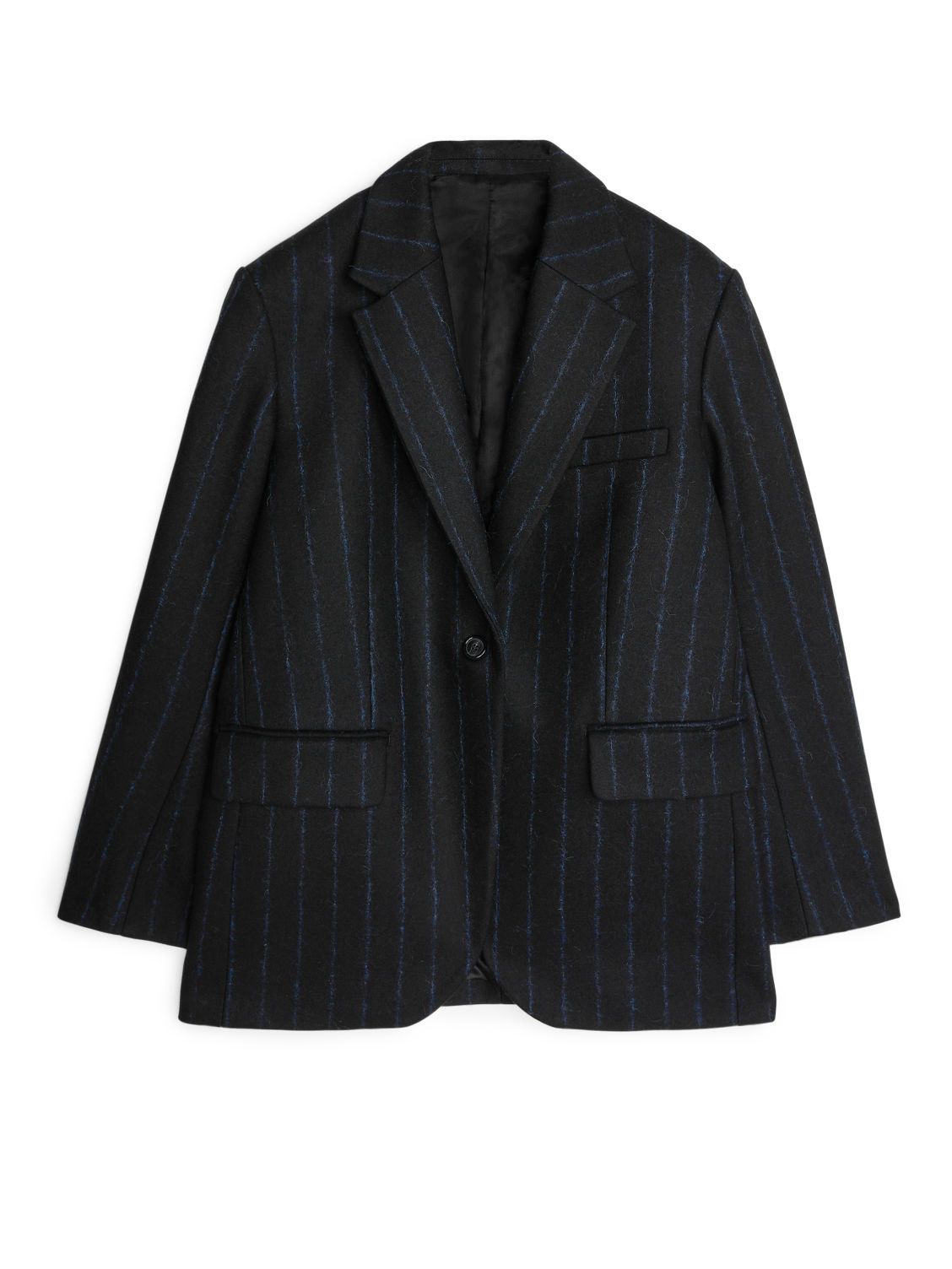 Pinstripe Melton Wool Blazer - Dark Blue - Tailoring - ARKET | ARKET