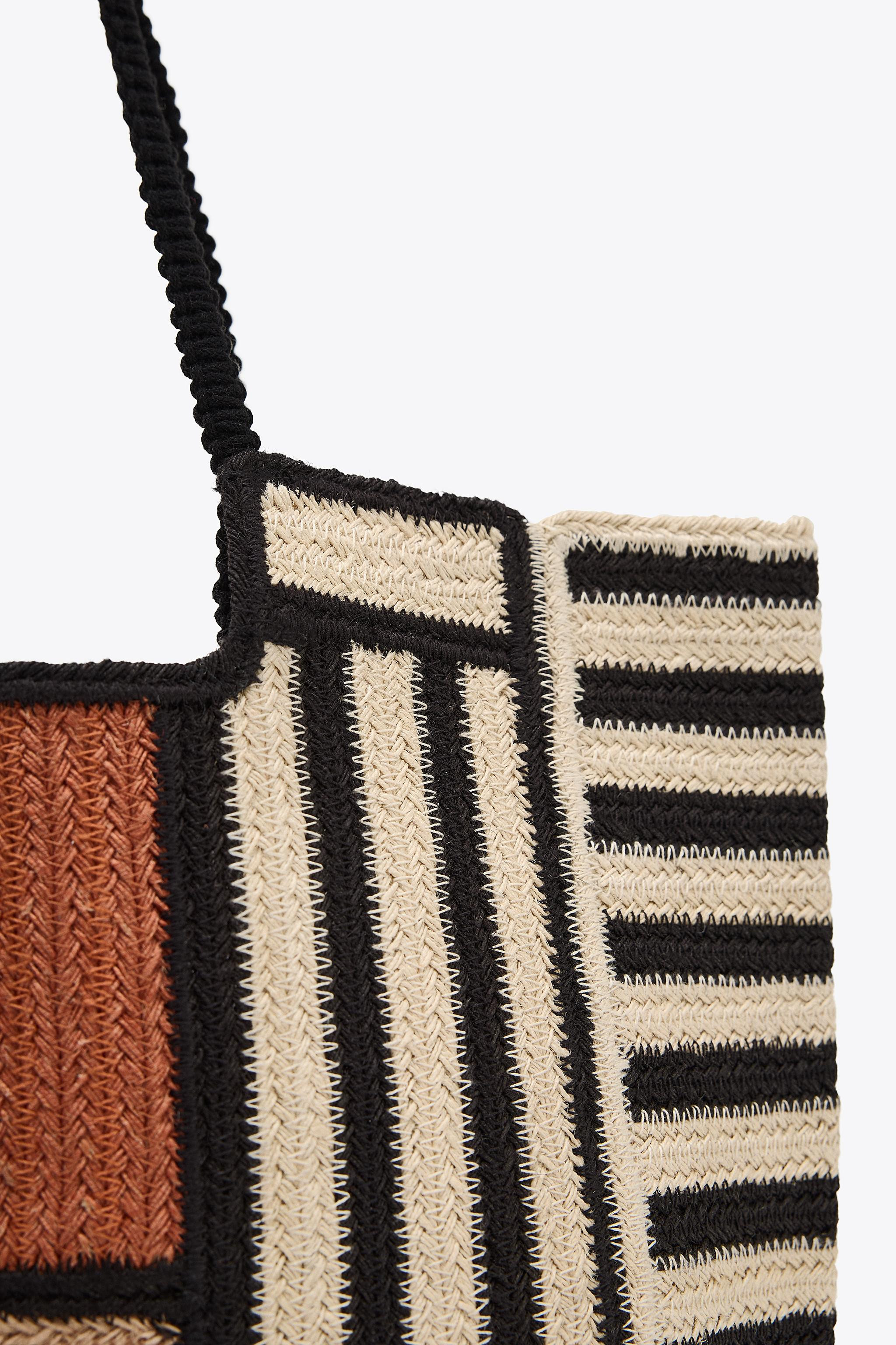 STRIPED JUTE BAG | Zara US