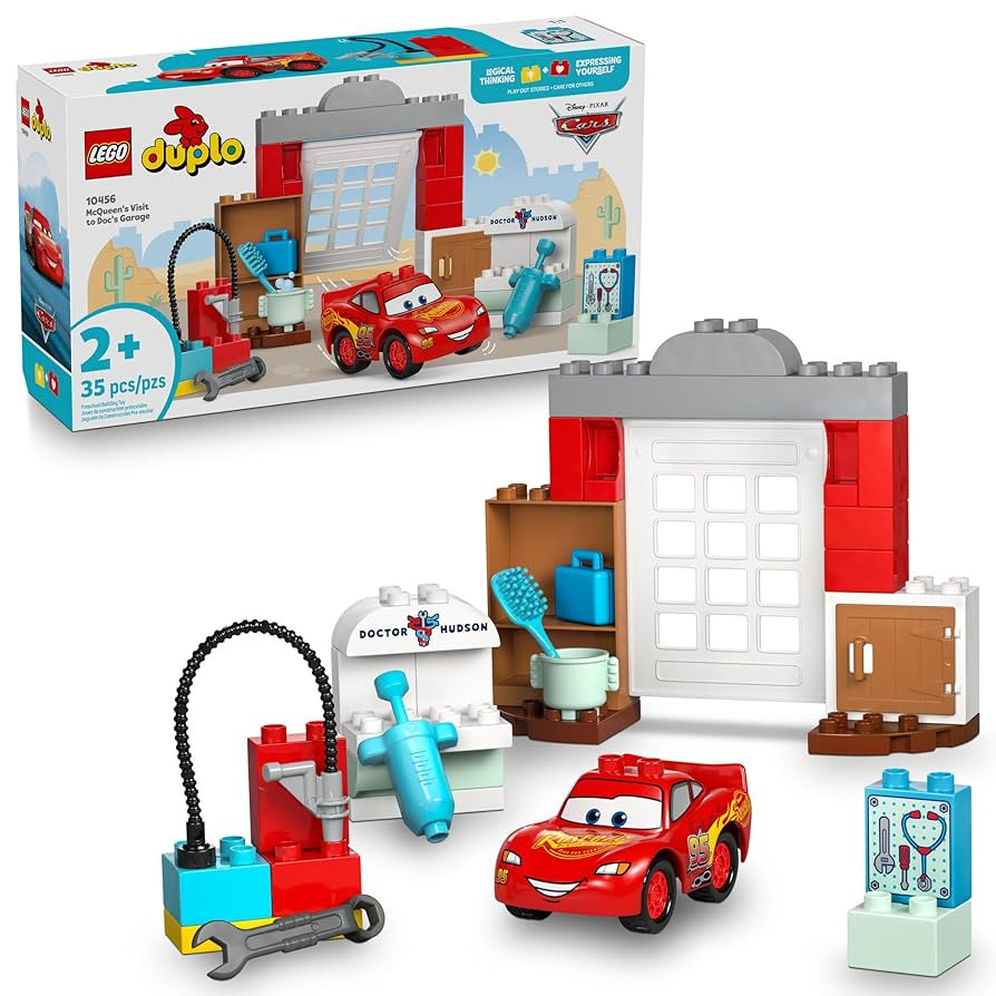 LEGO DUPLO Disney and Pixar Cars McQueen’s Visit to Doc’s Garage - Lightning McQueen Cars Toy... | Amazon (US)