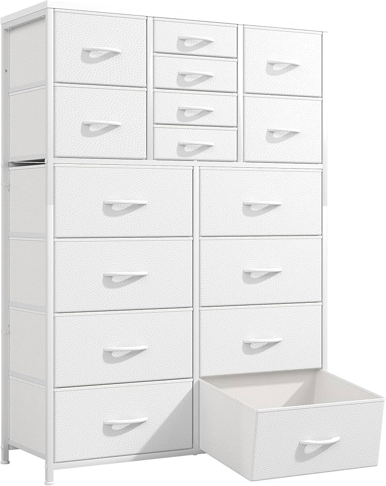 Bepatio 16 Drawers White Dresser for Bedroom, 57" H Large Deep Fabric Dressers & Chest of Drawers... | Amazon (US)