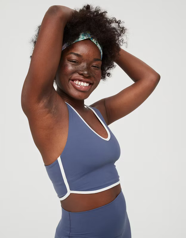 OFFLINE Real Me Xtra Longline Track Sports Bra | American Eagle Outfitters (US & CA)