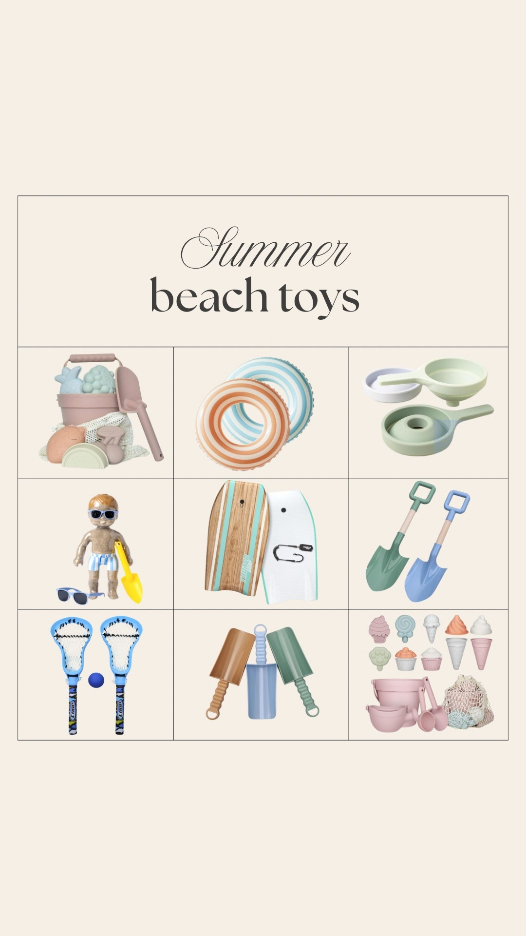 These are the cutest beach toys I could find! They store well, are compact and are high quality! Perfect beach toys for traveling with kids. 

#kids #poolessentials #beachessentials #pooltoys #beachtoys #

#LTKTravel #LTKFamily #LTKKids