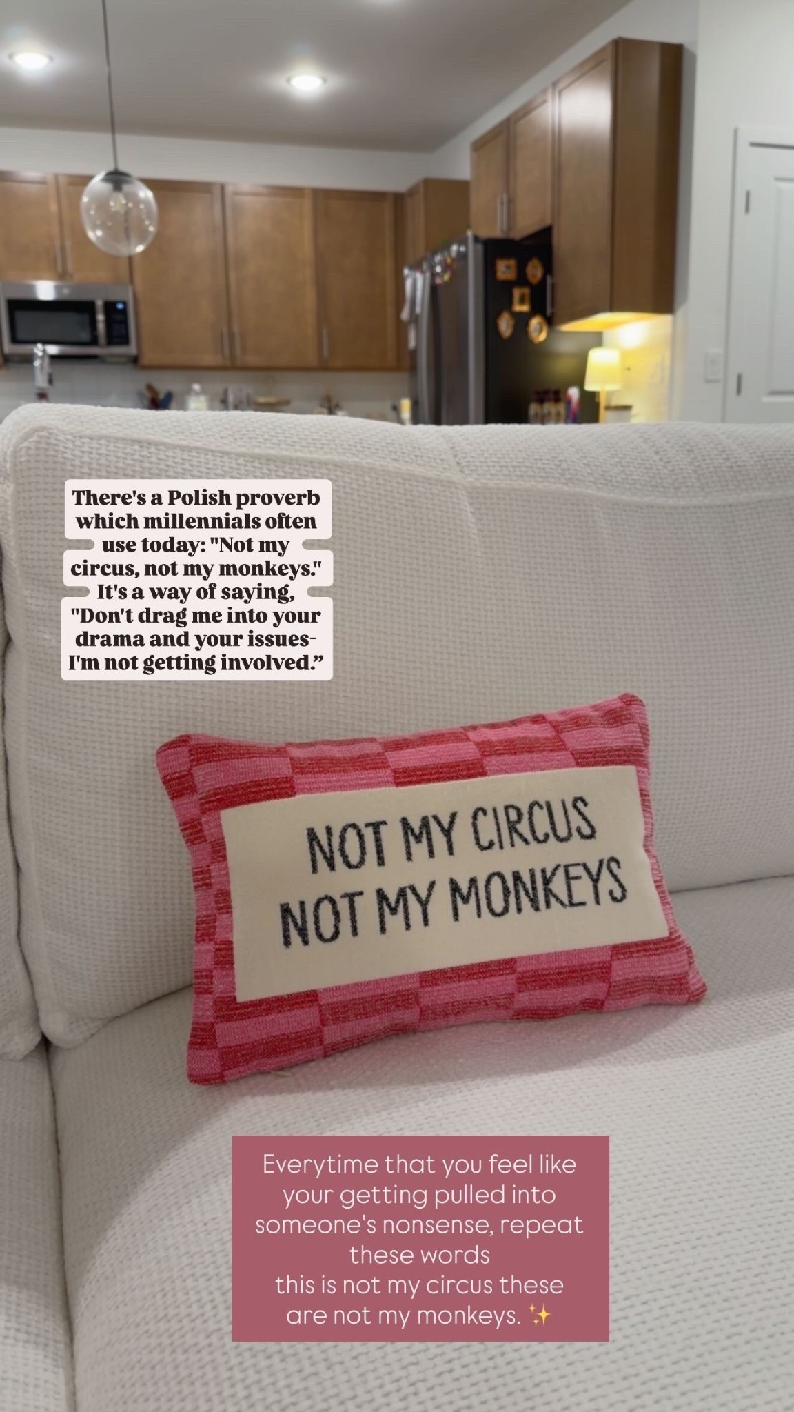 Sometimes you just need a reminder… 😂 “Not my circus, not my monkeys.” One of my favorite statement pillows lately.  Home decor with a little personality �monks

#LTKHome #LTKstorytime #LTKdayinmylife