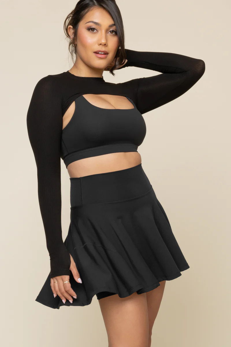 Twirl Skort (Longer) - Black | POPFLEX