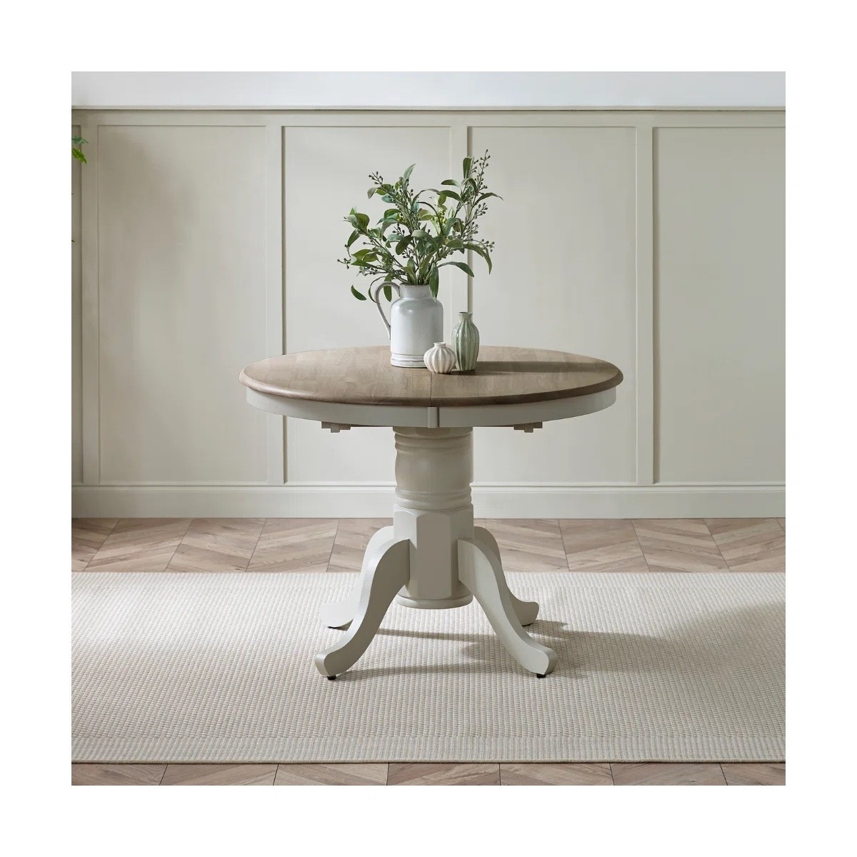 Prestow Extending Round Dining Table In Solid Wood - Traditional Rustic Farmhouse Kitchen

#LTKdayinmylife #LTKxMadewell #LTKHome