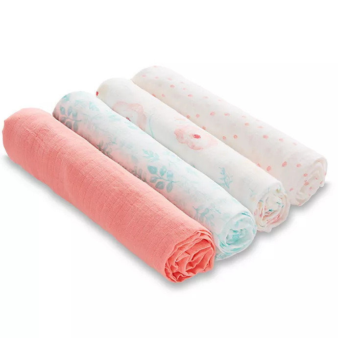aden + anais™ essentials Full Bloom 4-Pack Cotton Muslin Swaddle Blankets | buybuy BABY