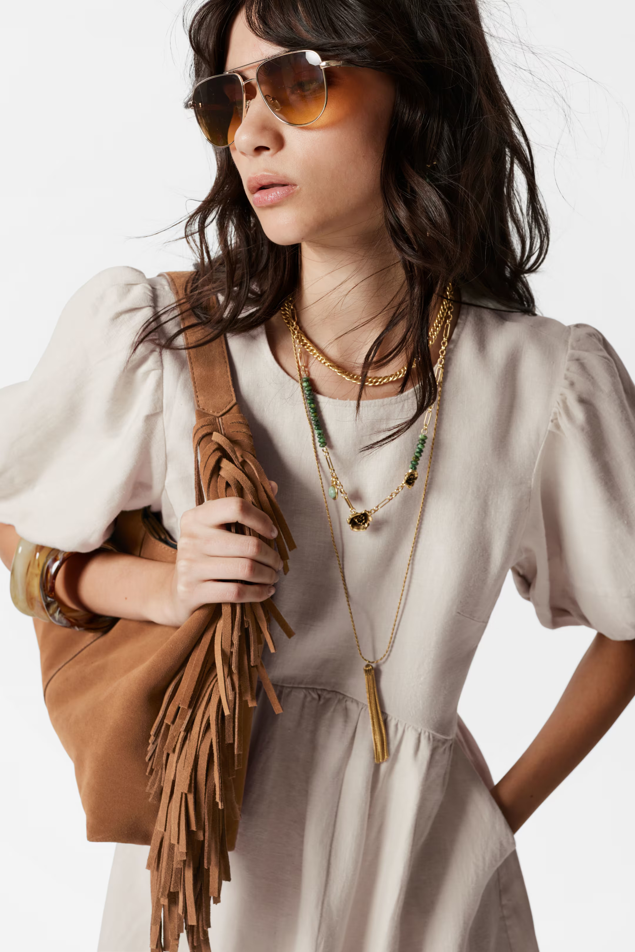 Midi-jurk met pofmouwen | H&M (DE, AT, CH, NL, FI)